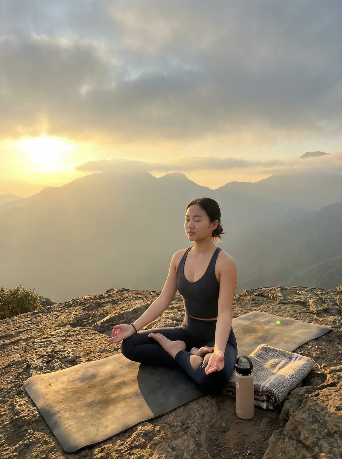 山顶瑜伽日出冥想 - 抖阴 精神小妹